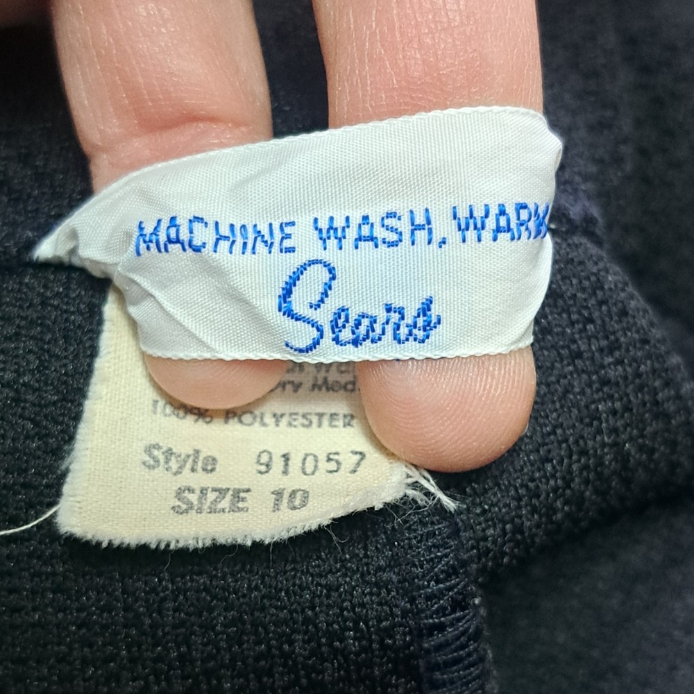 Sears Vtg Blk Ultra Wide Leg Pants 10 Hippie Whimsigoth Dark Academia Monochrome - Picture 3 of 14